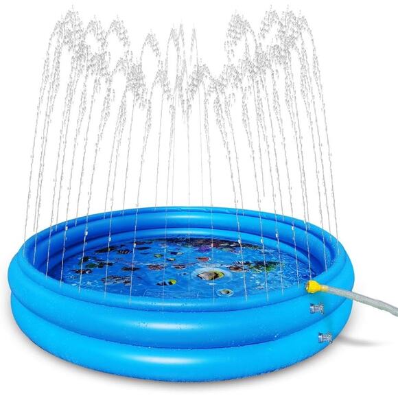 Inflatable Kiddie Pool with Sprinkler for Kids - 120cm 60" Baby Pool for Summer - Picture 3 of 16